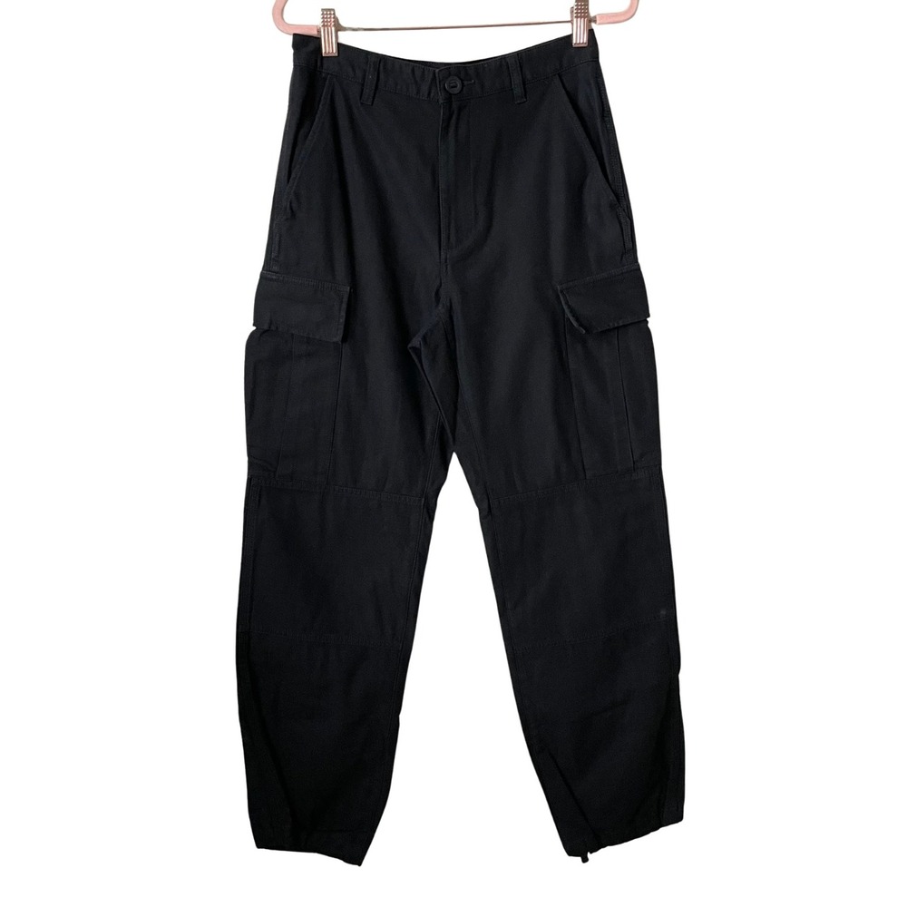 Aritzia TNA Pants Womens 6 Black Cargo Straight Jogger Cotton Twill High Rise
